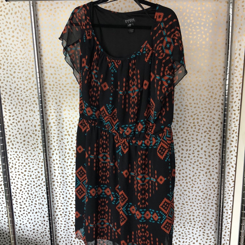 Aztec inspired elastic waist dress